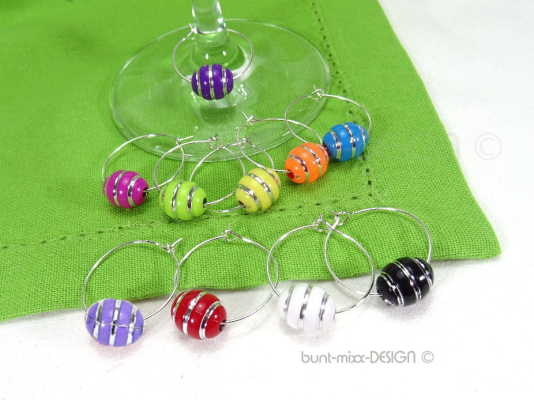 glasmarkierer-bunte Acrylperlen, Weinglas